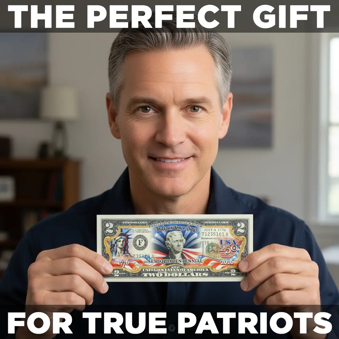 America's 250th Anniversary $2 Bill | Independence Day 2-Sided Proud Patriots