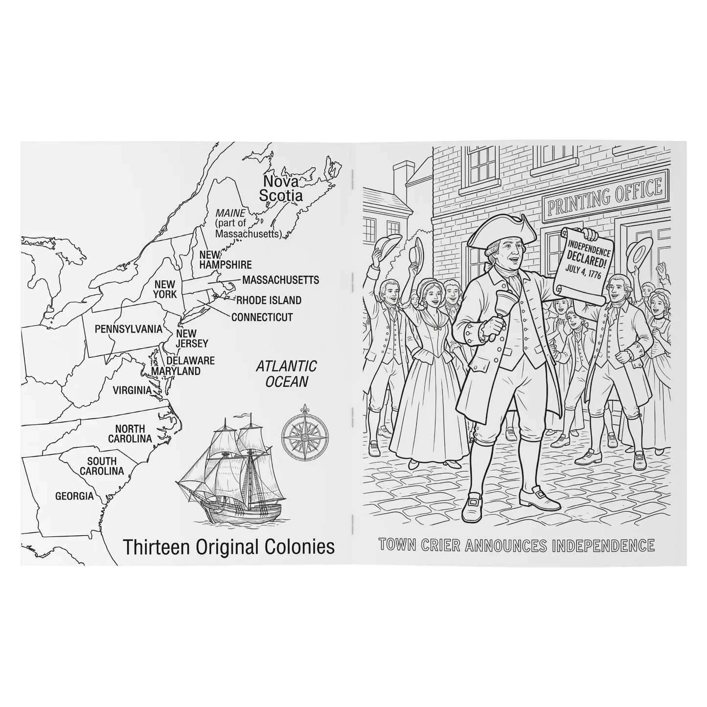 America 250th Anniversary Coloring Book - Founding of America: Birth of a Nation Proud Patriots