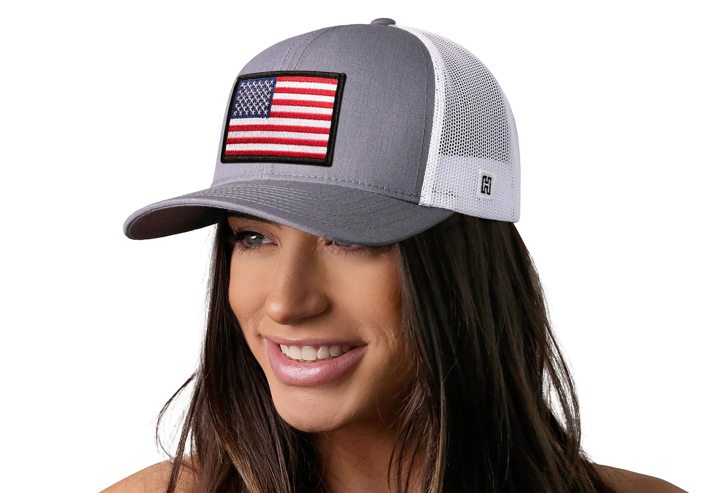 American Flag Trucker Hat | Gray-White USA Snapback Haka Hat