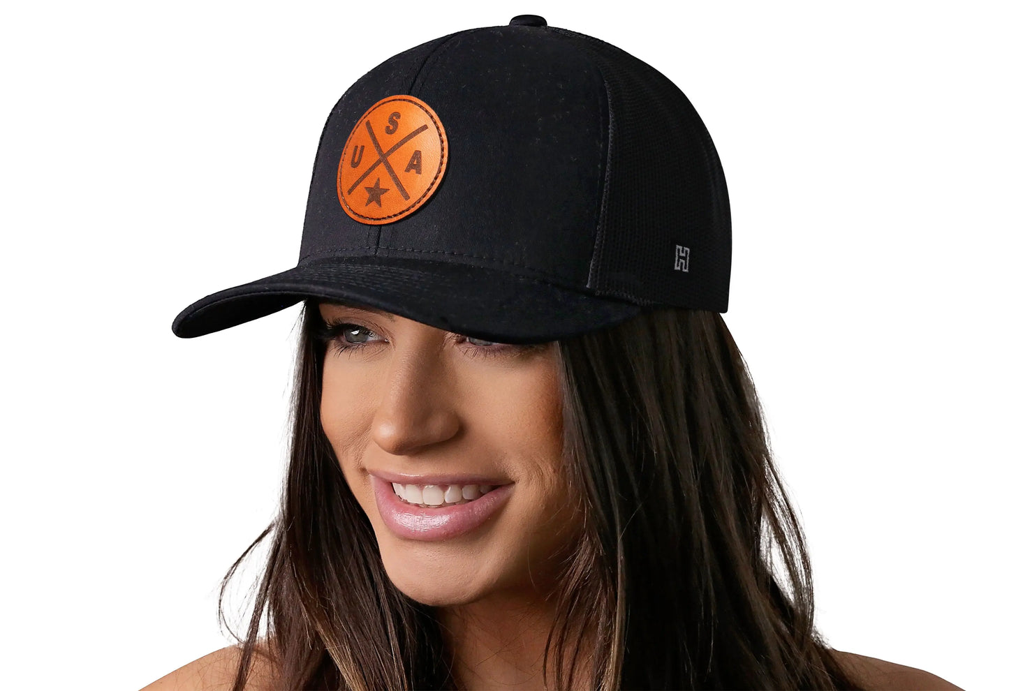 USA Trucker Hat Leather | Black America Snapback Haka Hat