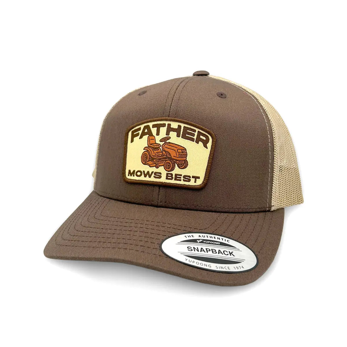 Father Mows Best Brown (Woven Patch) Shield Republic