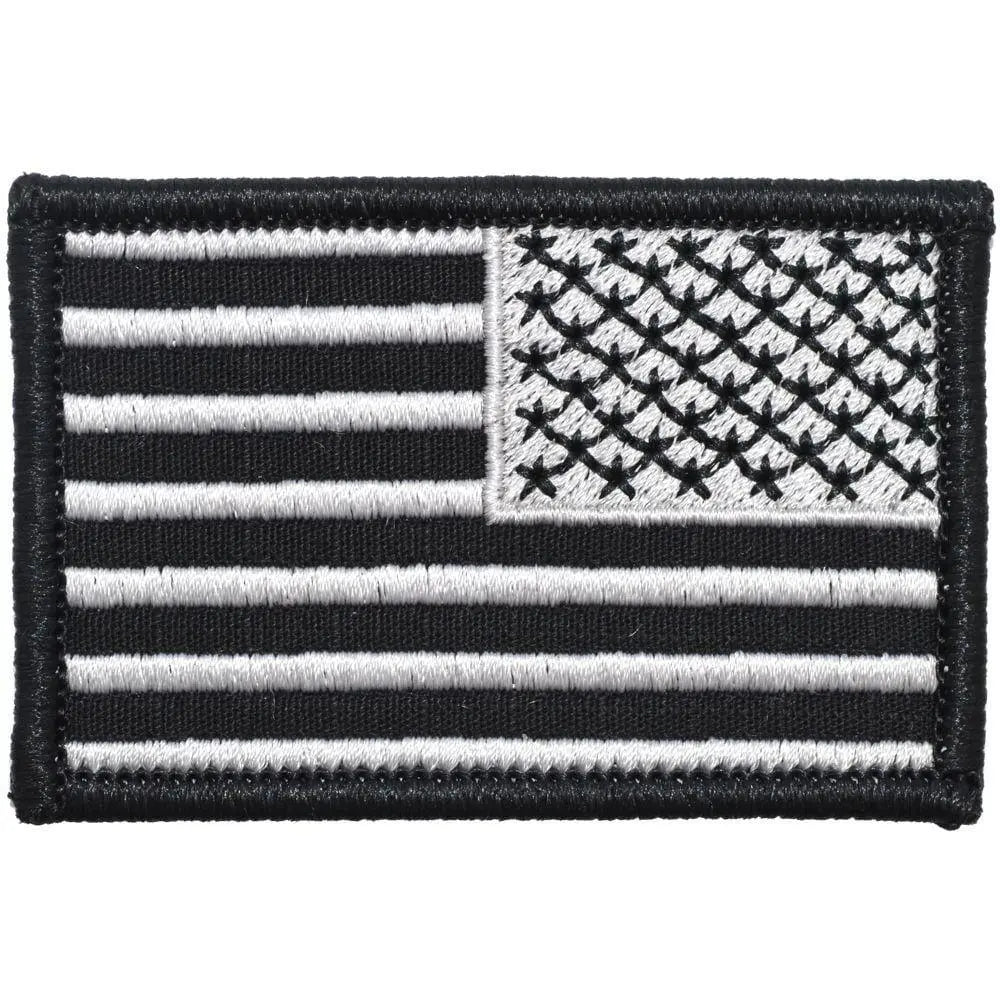 US Flag - 2x3 Patch - Black w/ Silver Tactical Gear Junkie