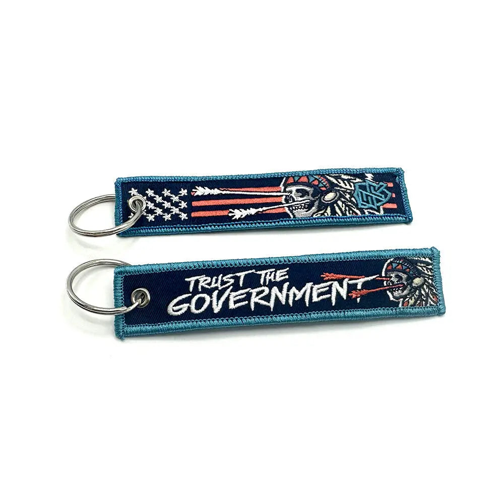 Trust the Government Jet Tag Keychain Shield Republic