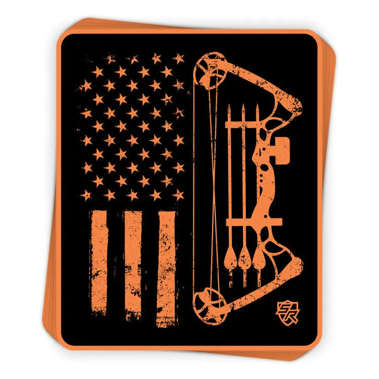 Compound Bow USA Flag Decal Shield Republic