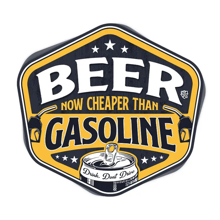 Beer Now Cheaper than Gasoline Decal Shield Republic
