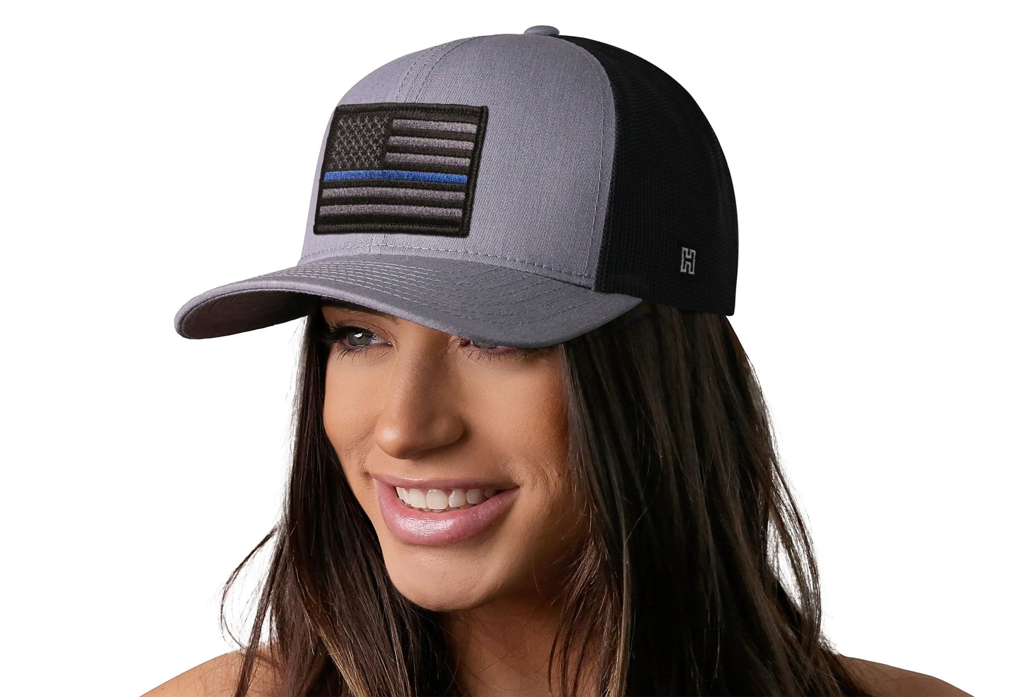 Thin Blue Line Trucker Hat | Gray-Black Police Tactical Snapback Haka Hat