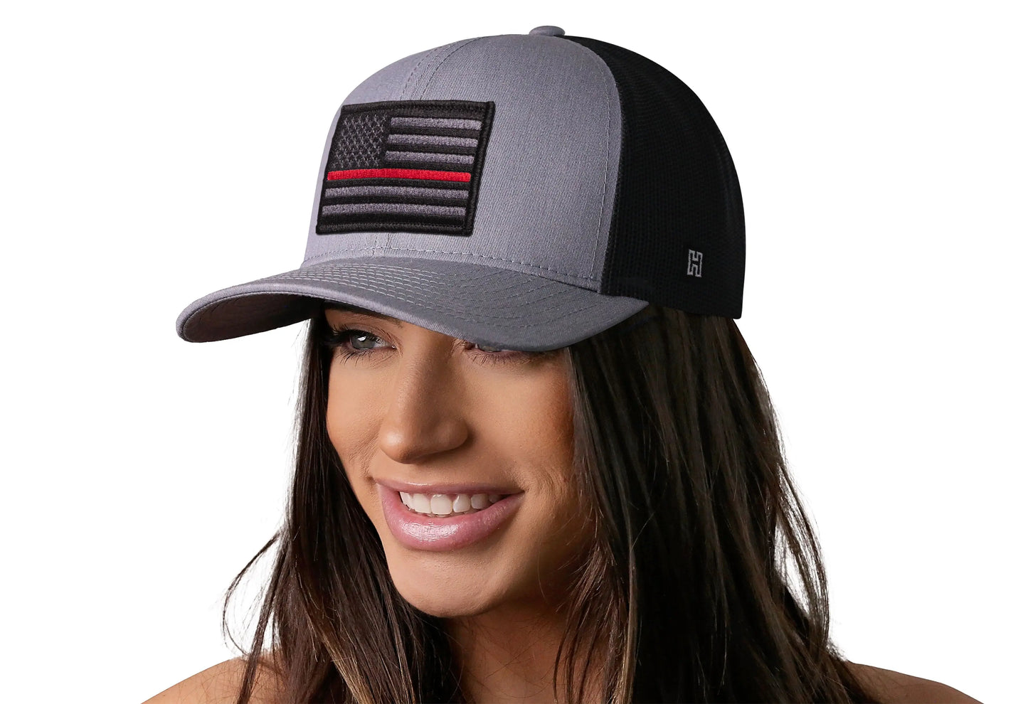 Thin Red Line Trucker Hat | Gray-Black Fire Tactical Snapback Haka Hat