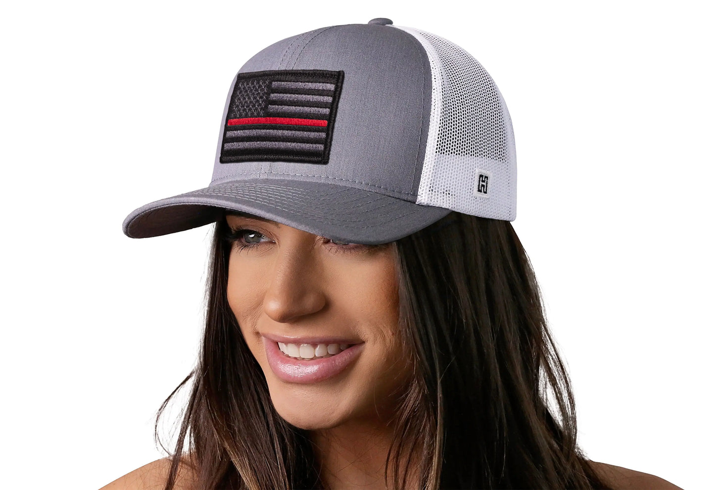 Thin Red Line Trucker Hat | Gray-White Fire Tactical Snapback Haka Hat