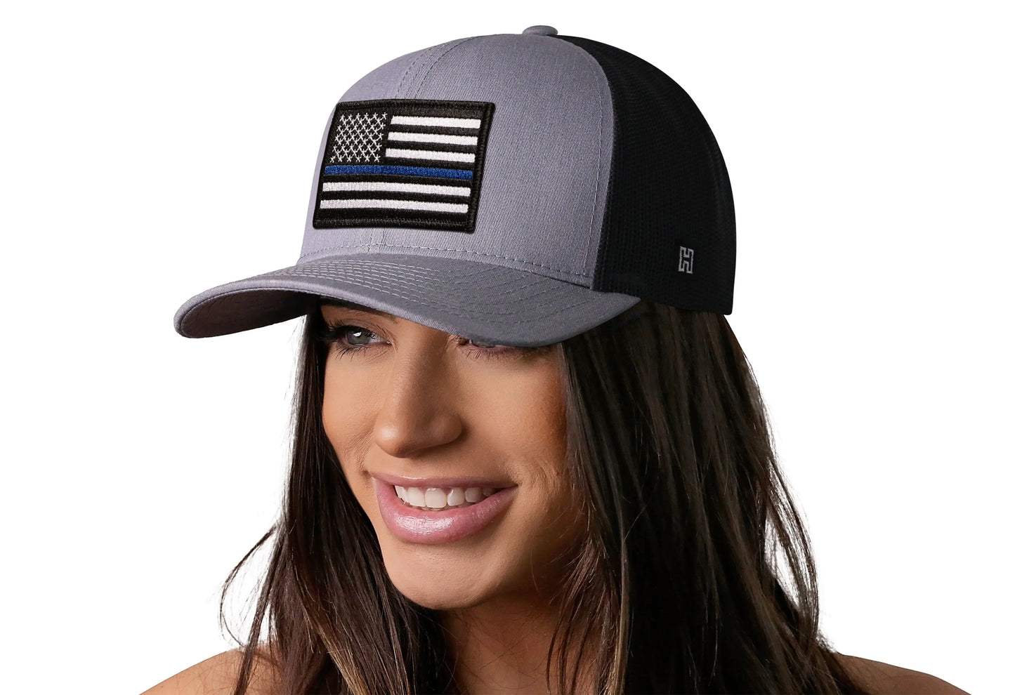 Thin Blue Line Trucker Hat | Gray-Black Police Snapback Haka Hat
