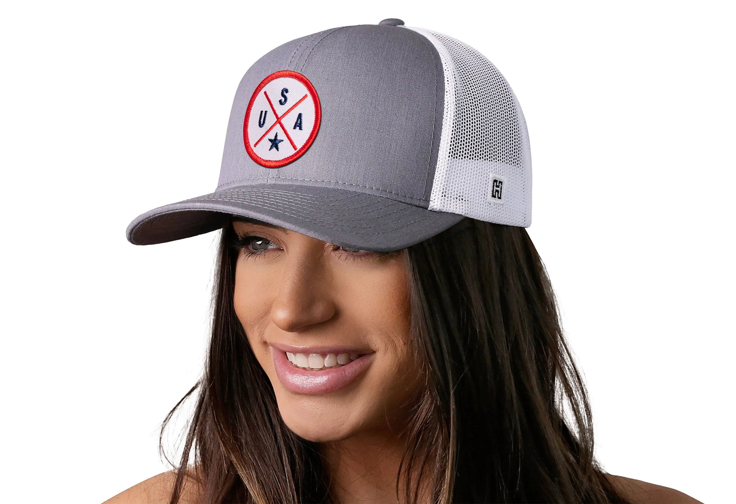USA Trucker Hat | Gray-White America Snapback