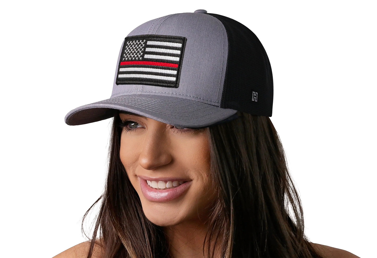 Thin Red Line Trucker Hat | Gray-Black Fire Snapback Haka Hat