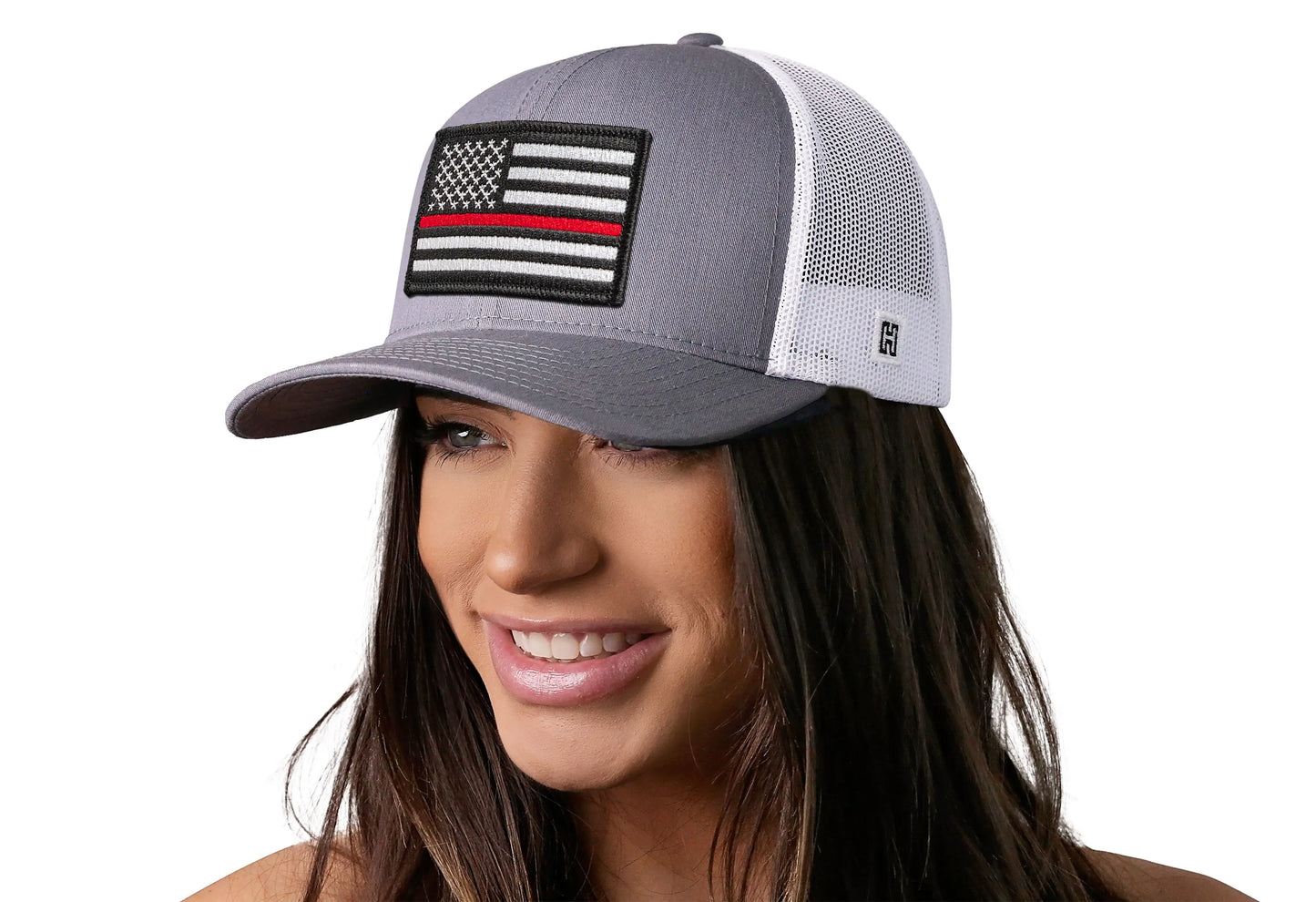 Thin Red Line Trucker Hat | Gray-White Fire Snapback Haka Hat