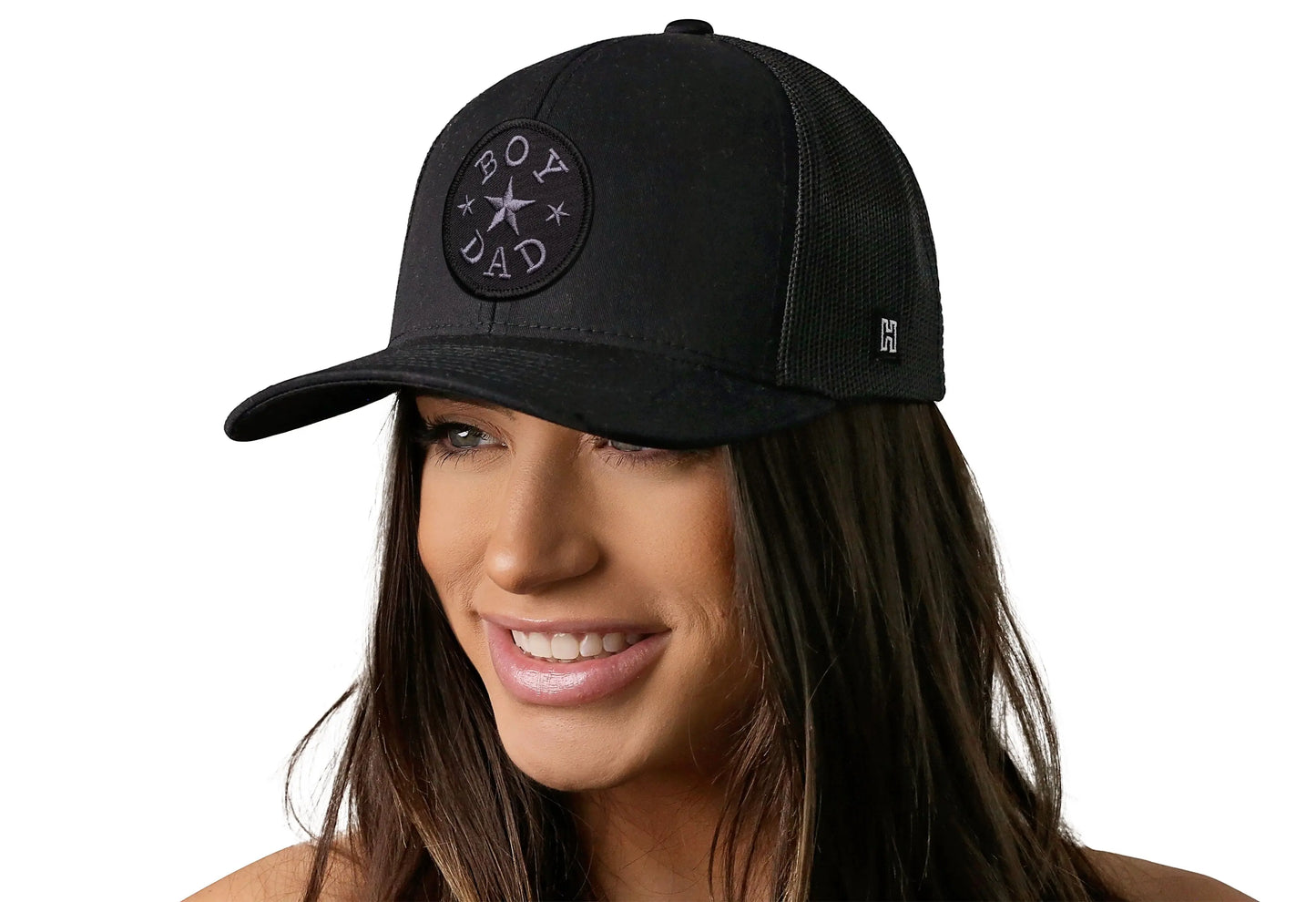 Boy Dad Trucker Leather Hat | Black Snapback Haka Hat