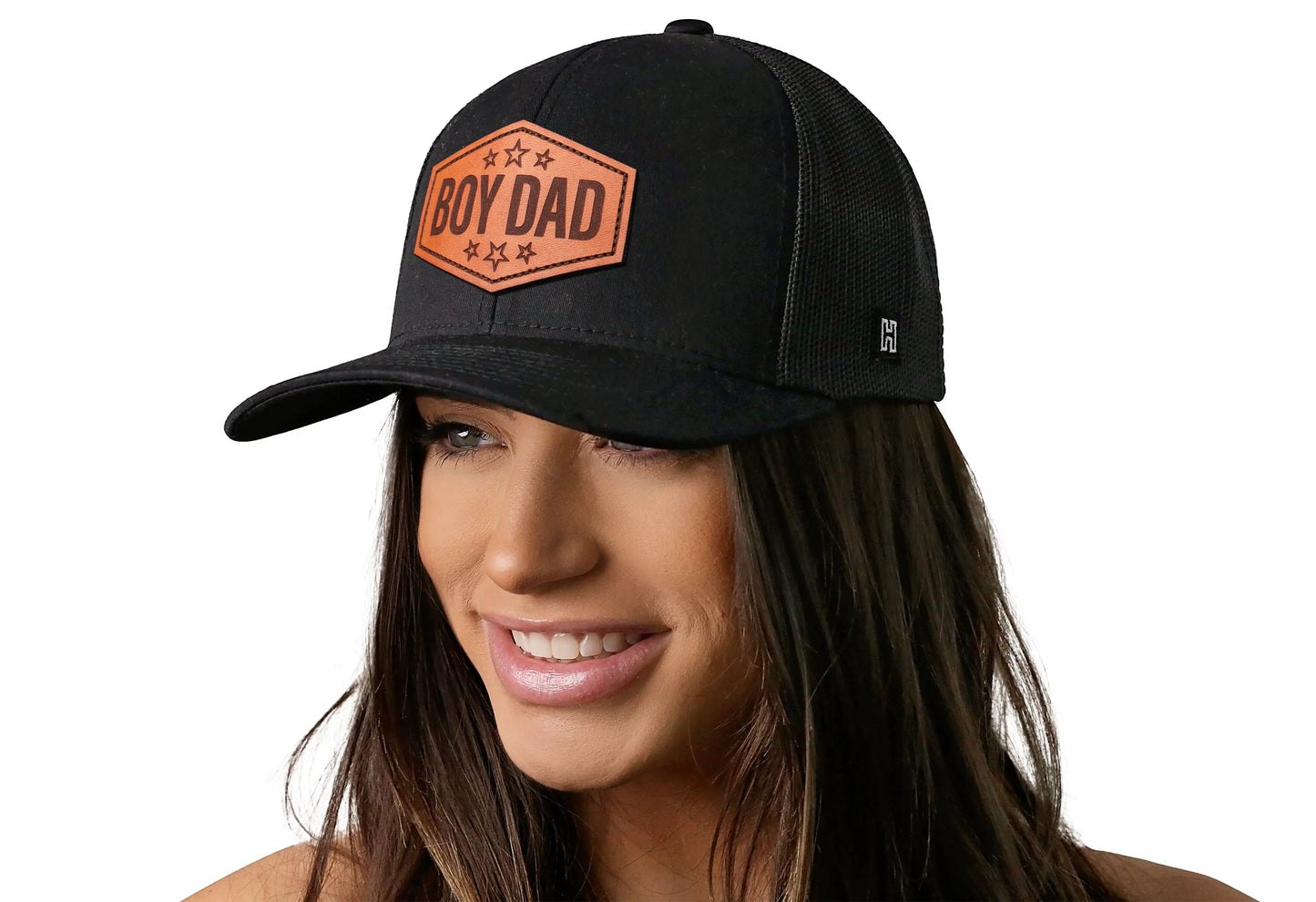Boy Dad Leather Trucker Hat | Black Snapback Haka Hat