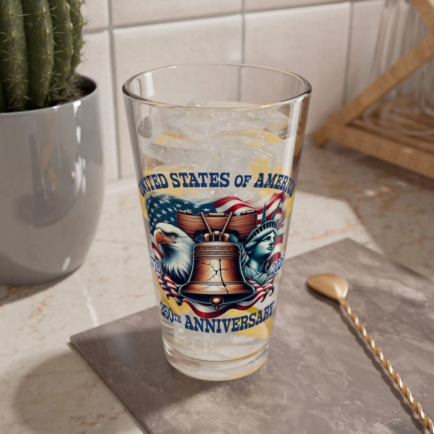 America 250th Anniversary Custom Pint Glass – 1776–2026 Edition PatriotDepot.com