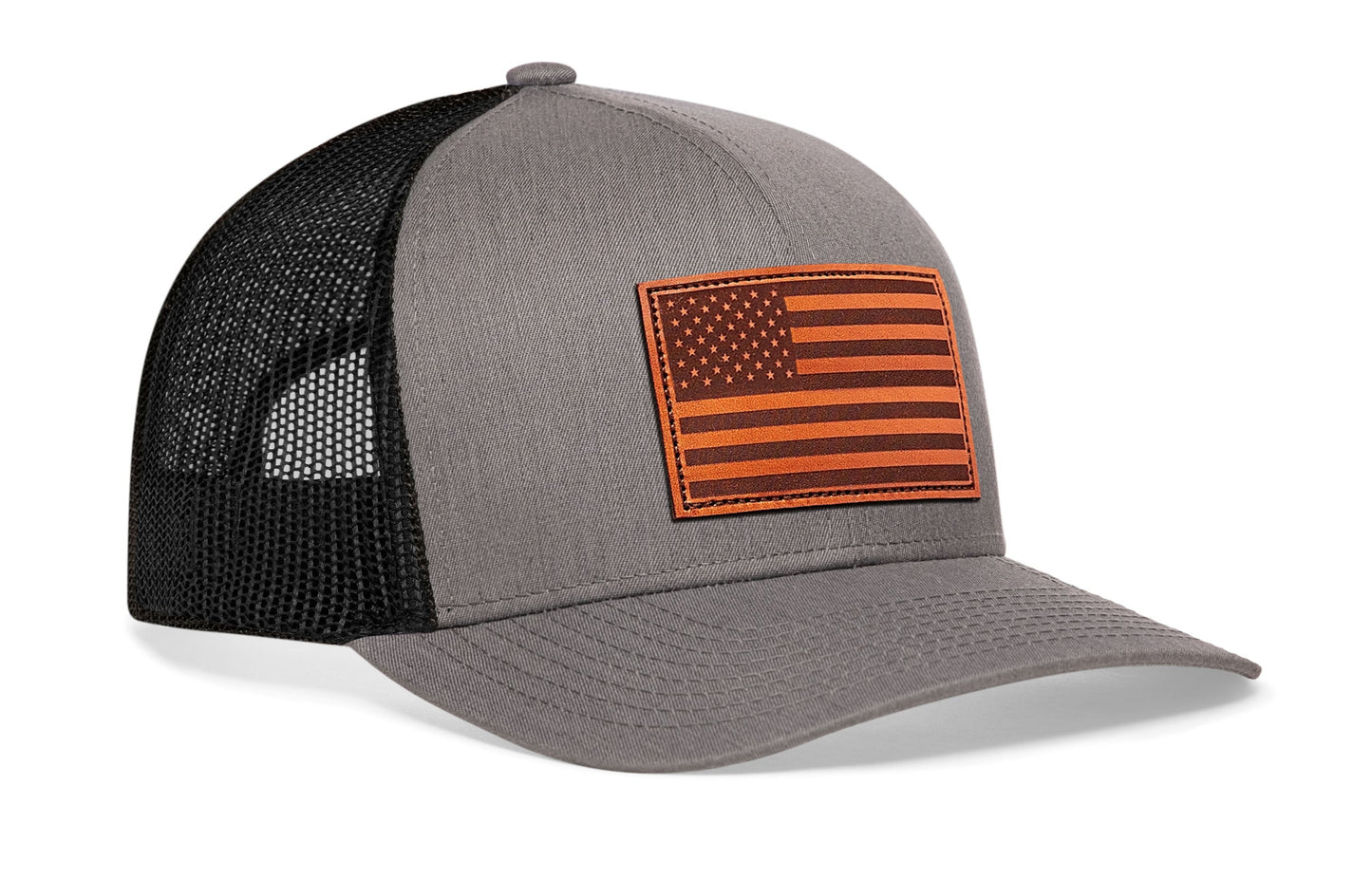American Flag Trucker Hat Leather | USA Snapback