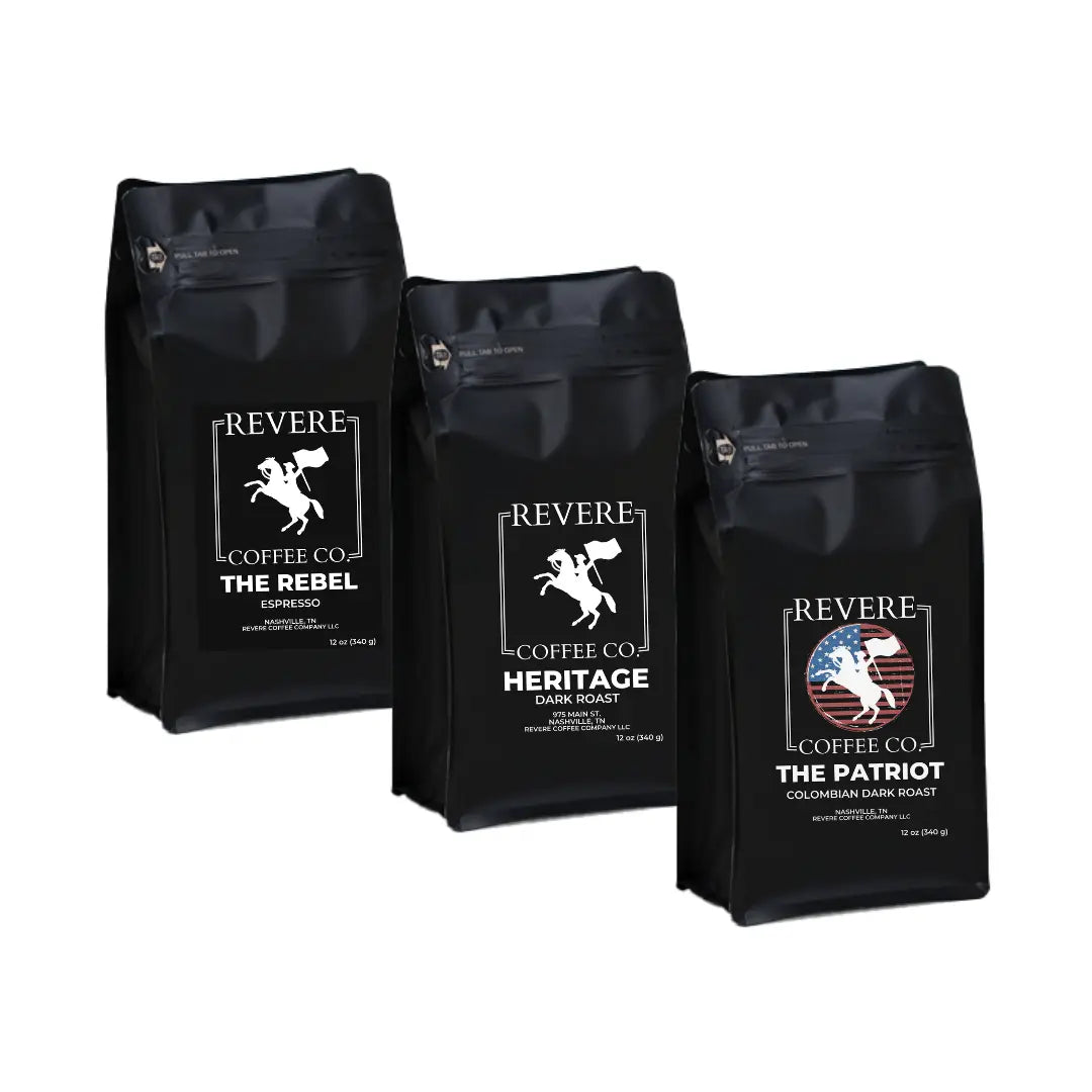 Dark Roast Bundle: Heritage, The Patriot, and The Rebel Espresso Revere Coffee Company