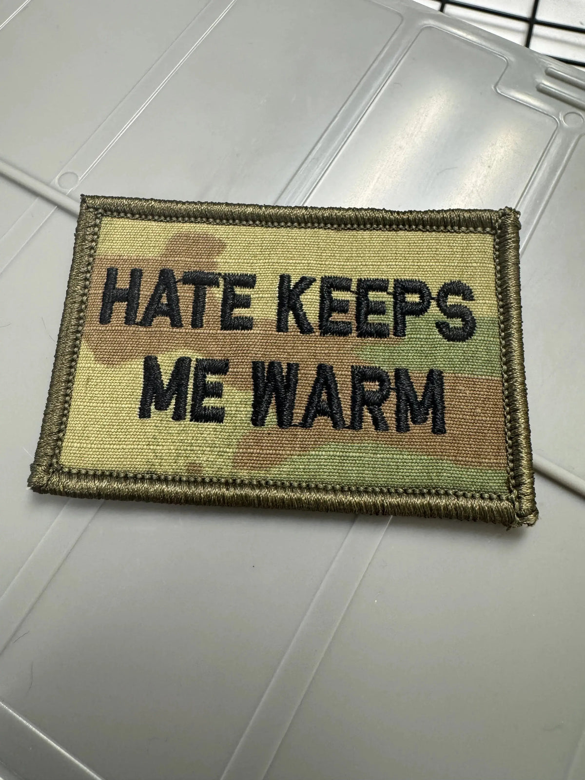 As Seen on Socials - Hate Keeps Me Warm - 2x3 Patch - Multicam w/Black Tactical Gear Junkie