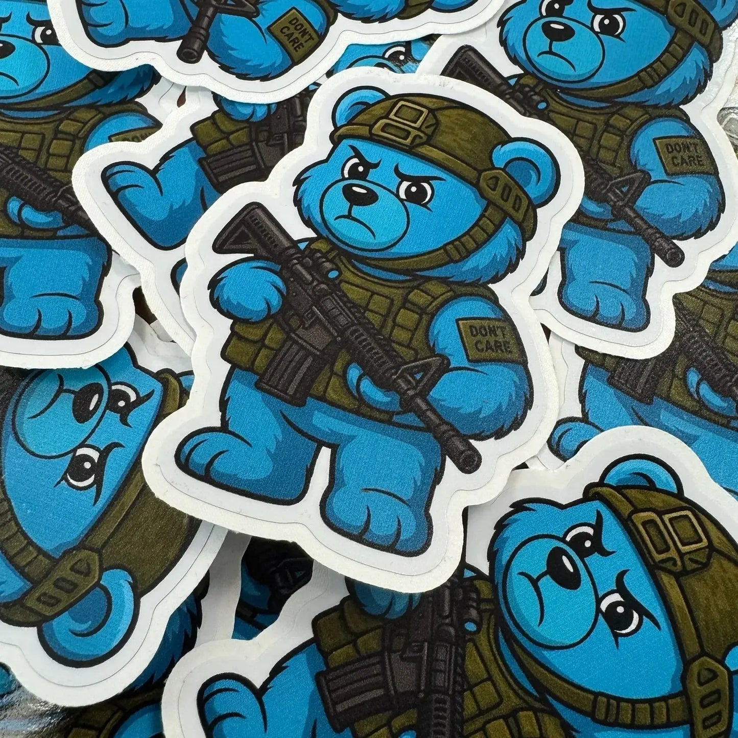 Zero Fucks Bear - IDFC BEARS - 3.75" Sticker - Blue Tactical Gear Junkie