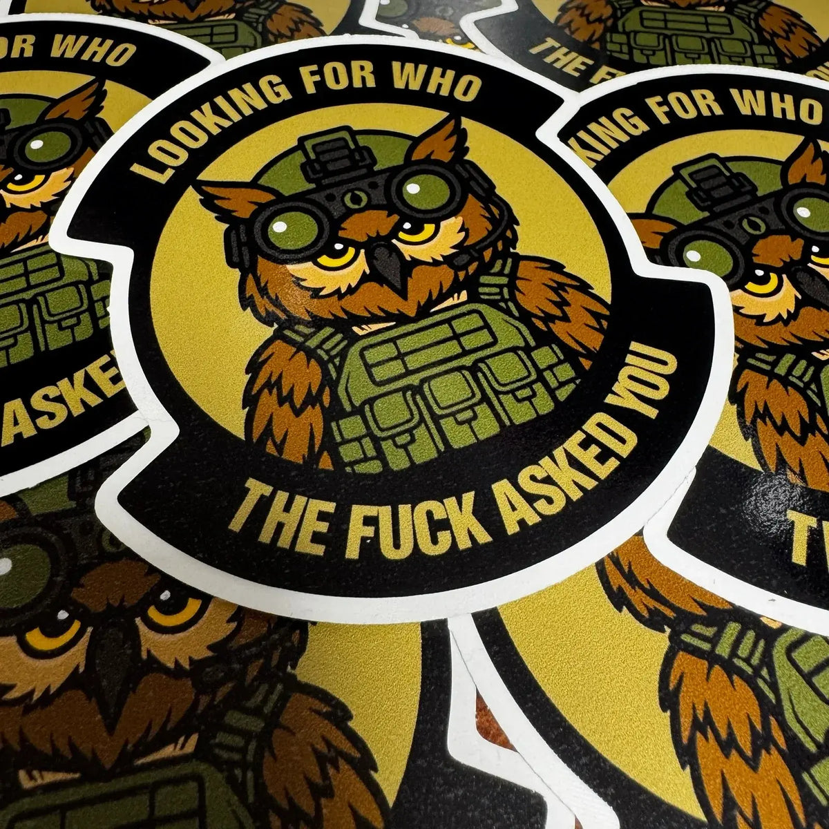 Tactical Owl - Looking For WHO The Fuck Asked You - 3.75" Sticker Tactical Gear Junkie
