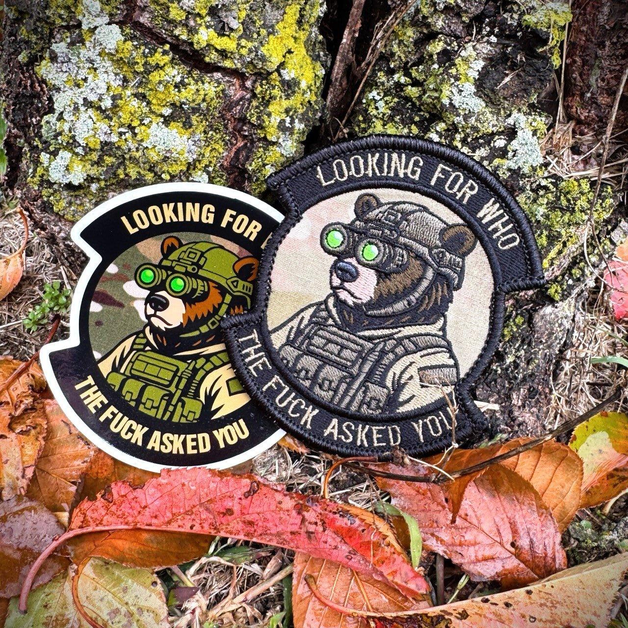 COMBO - POTM - NOVEMBER 2025 - Looking For Who The Fuck Asked You - PATCH AND STICKER Tactical Gear Junkie