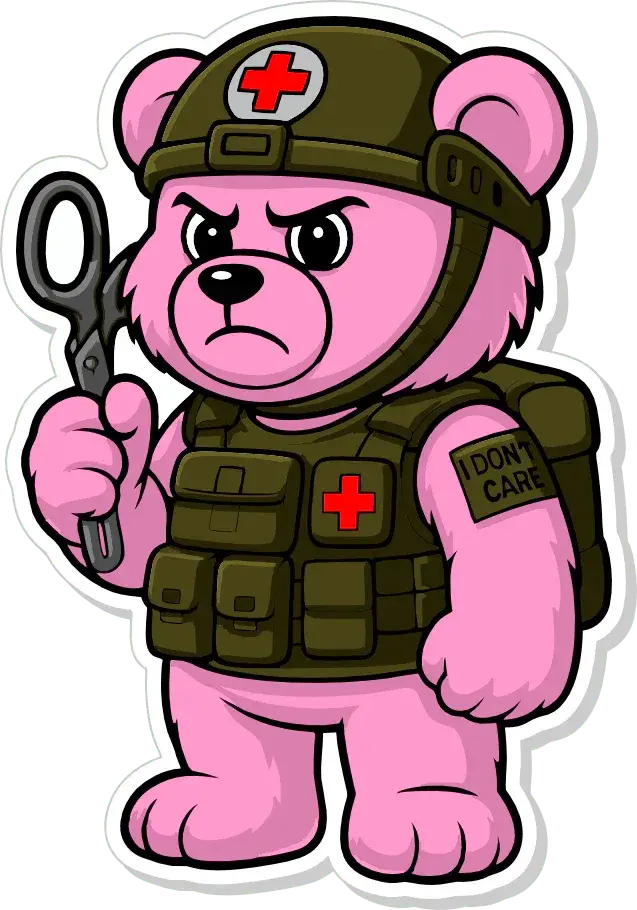 Dead Inside Bear - IDFC BEARS - 3.75" Sticker - Pink Tactical Gear Junkie