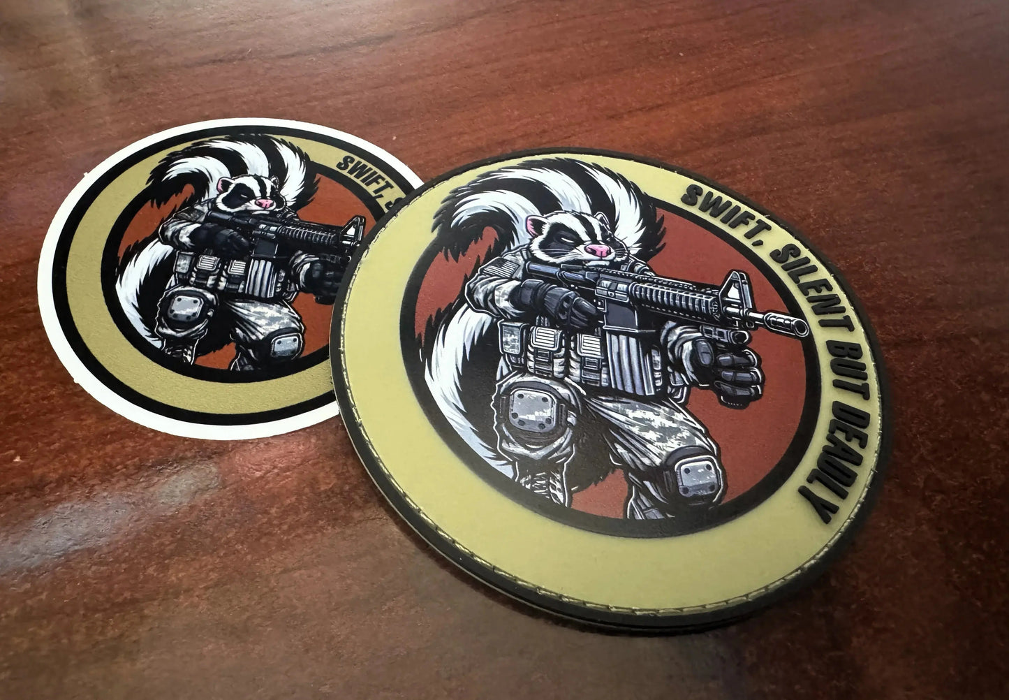 Street Cat Collection Patch 4 - "Swift, Silent But Deadly - Tactical Skunk - 4" PVC/Sublimated Patch & Sticker Combo Tactical Gear Junkie