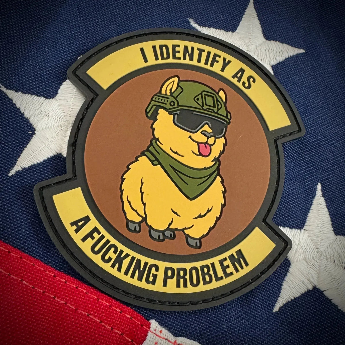 Tactical Llama - I Identify As a Fucking Problem - OCP 3.5" PVC Patch Tactical Gear Junkie