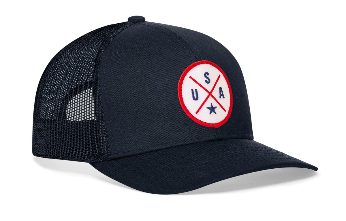 USA X Trucker Hat | White-Red-Blue America Snapback
