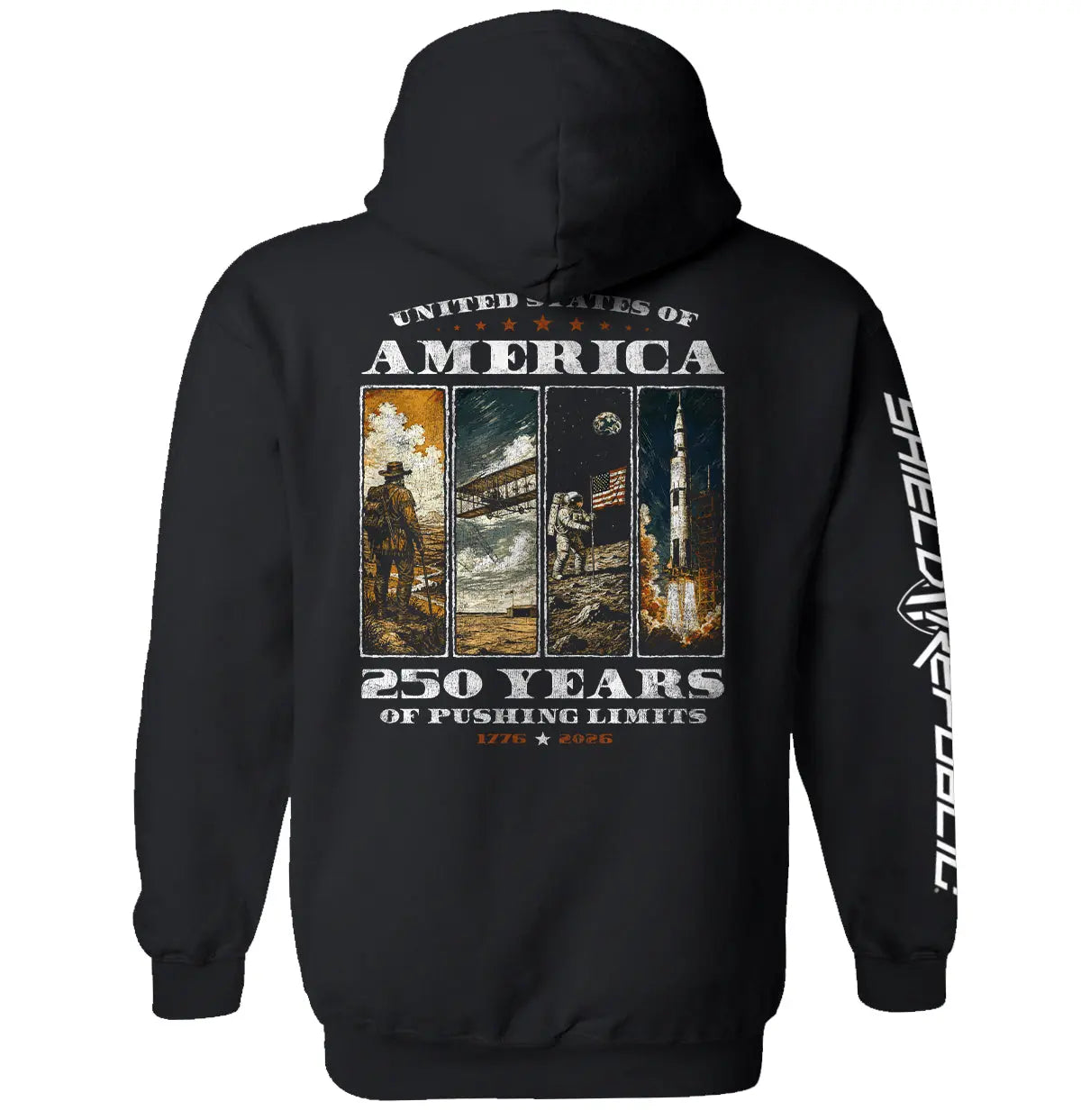 USA 250 Years of Pushing Limits Shield Republic