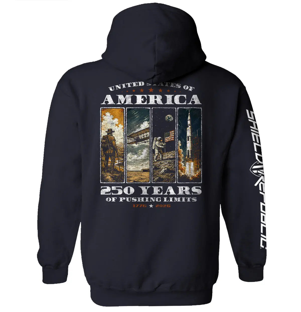 USA 250 Years of Pushing Limits Shield Republic