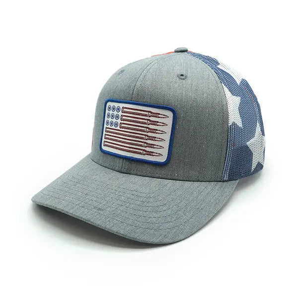 USA Bullet Flag Woven Patch Hat Shield Republic