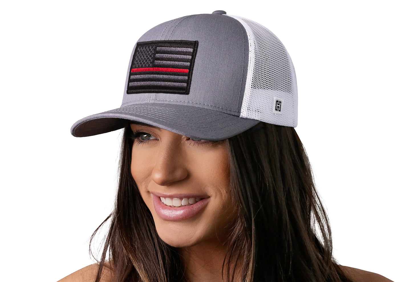 Thin Red Line Trucker Hat  |  Gray-White Fire Tactical Snapback