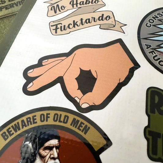 STICKER - Gotcha Circle Fingers - If you look you get hit! -  3"