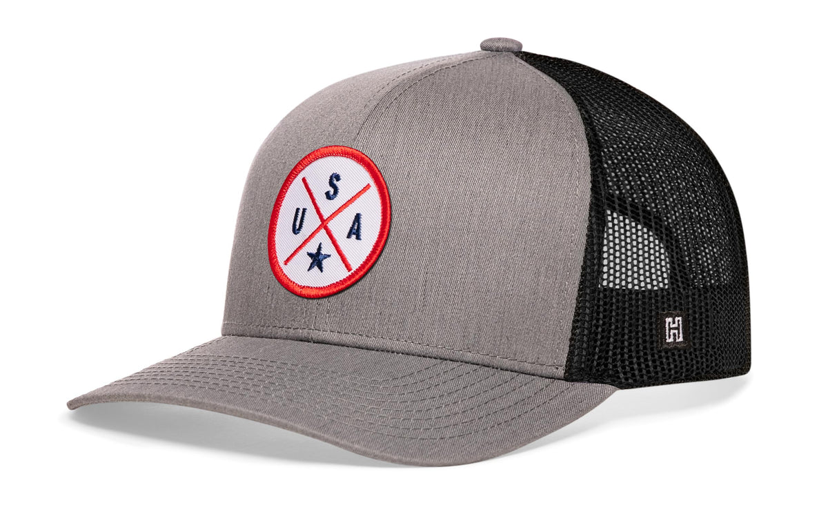 USA X Trucker Hat  |  White-Red-Blue America Snapback