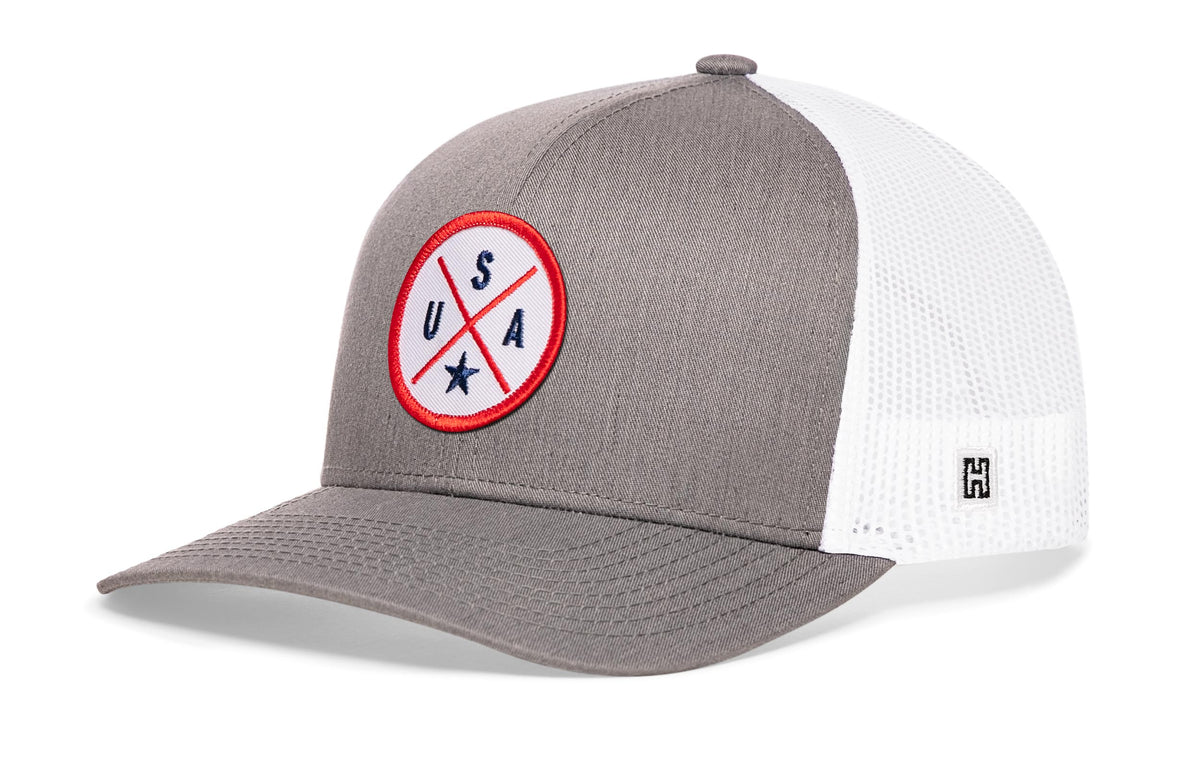 USA X Trucker Hat  |  White-Red-Blue America Snapback