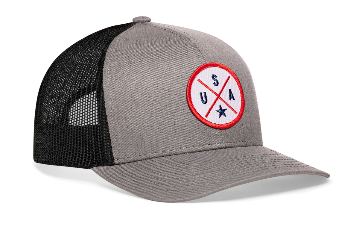 USA X Trucker Hat  |  White-Red-Blue America Snapback