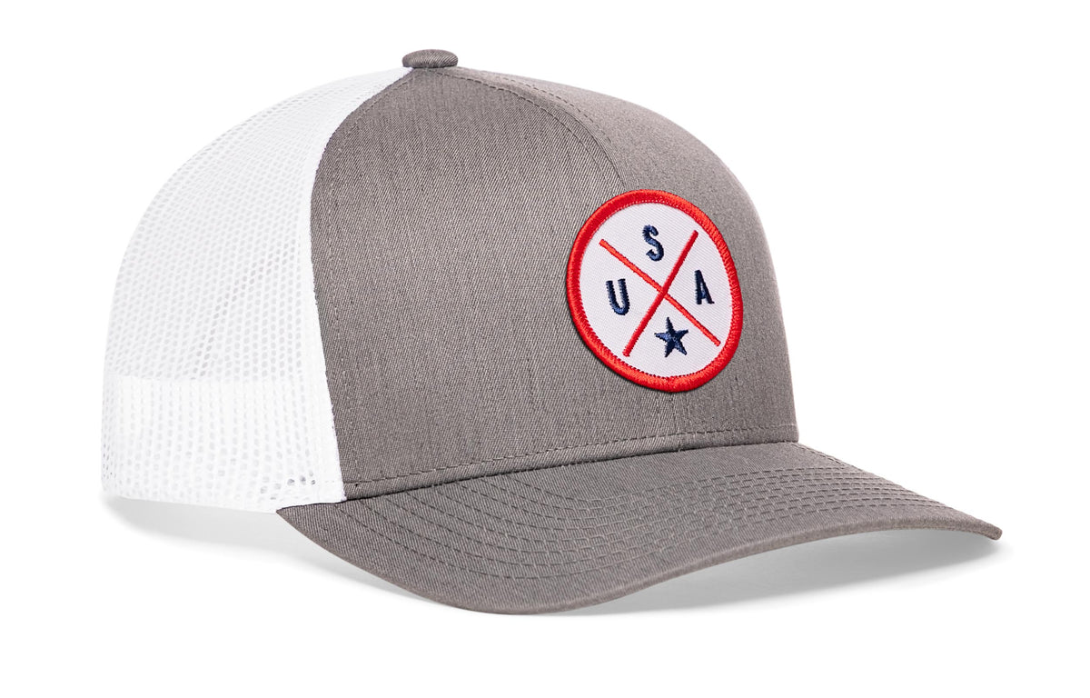 USA X Trucker Hat  |  White-Red-Blue America Snapback