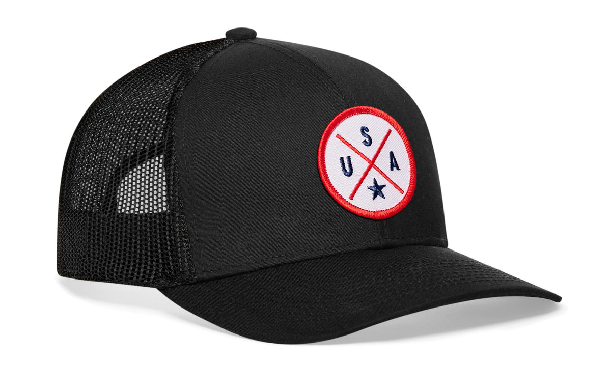 USA X Trucker Hat  |  White-Red-Blue America Snapback